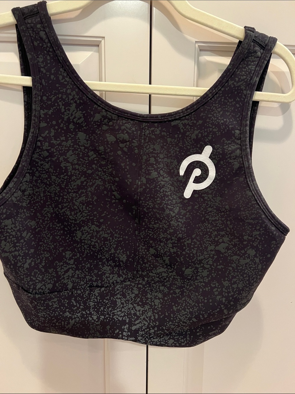 lululemon athletica Black Sports Bra with Green Speckle Print